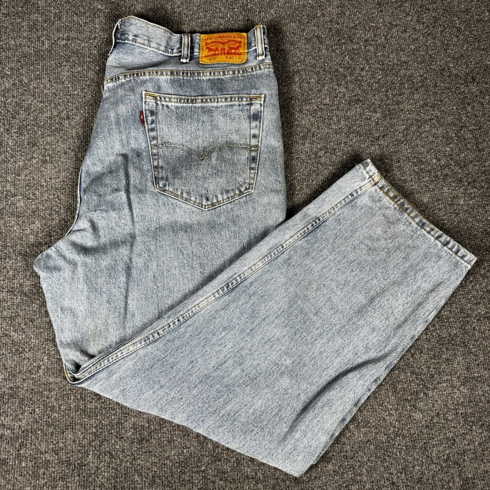 Levi's 550 Relaxed Fit Jeans Mens Size 42x30 Light Wash Denim Pants‎